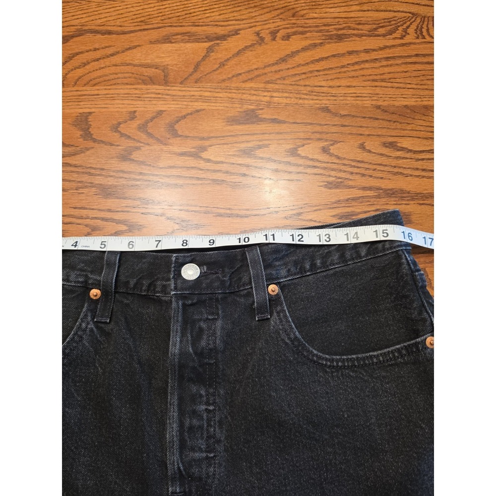 Levi's 501 Jean Shorts Womens 30 Black Denim High Rise Button Fly‎ Cutoff Frayed - Picture 5 of 11